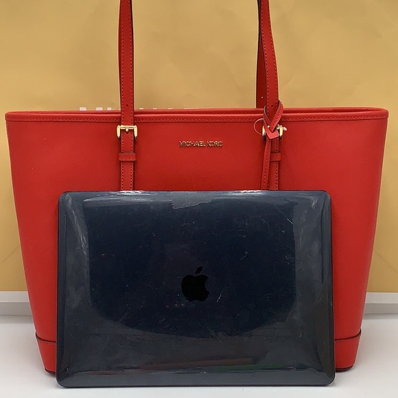 MICHAEL KORS JET SET TRAVEL LARGE TOP ZIP SHOULDER TOTE FLAME COLOR - Picture 11 of 14